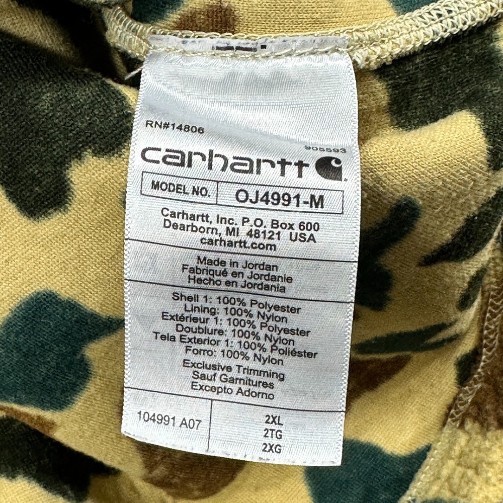 Carhartt 1/4 Snap Jacket Mens 2XL Duck Camo Relaxed Fit Sherpa Fleece Pullover - Picture 5 of 15